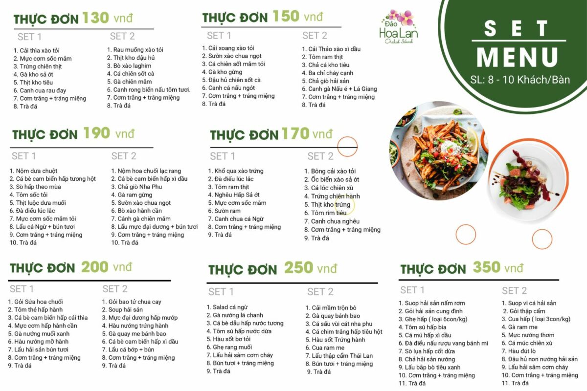 Menu nhà hàng đảo hoa lan